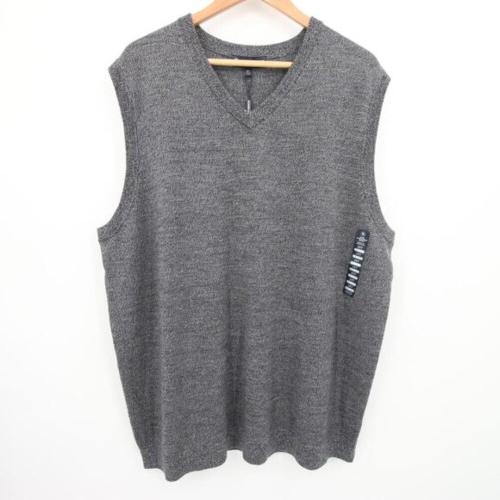 Hart Schaffner Marx Sweater Vest Gray Extra Fine Merino Wool V Neck 2X Tall NWT